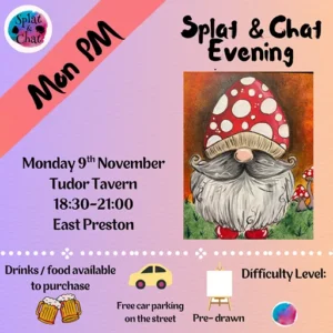 paint parties and experiences 3 Monday 9th November, 18:30-21:00, Tudor Tavern, East Preston